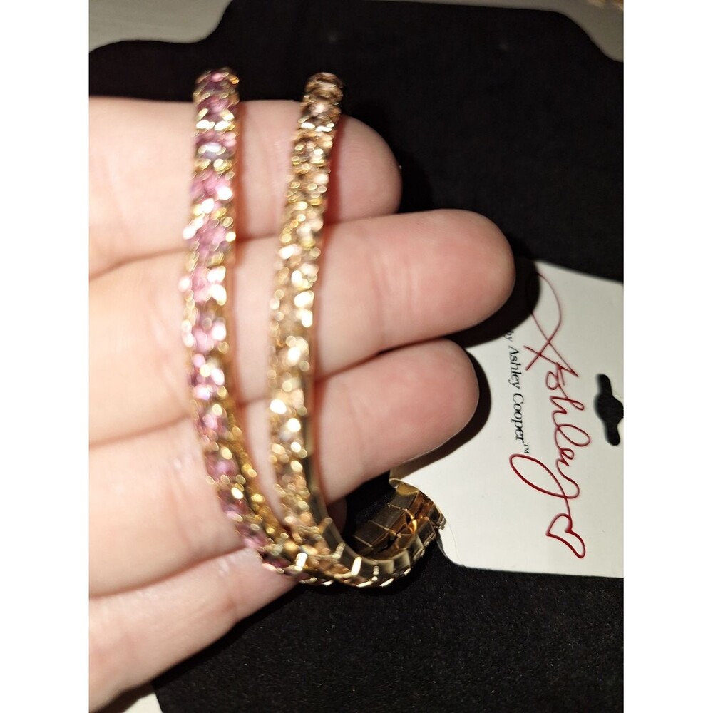 Ashley Cooper Pink & Gold Crystal Link Bracelet Duo